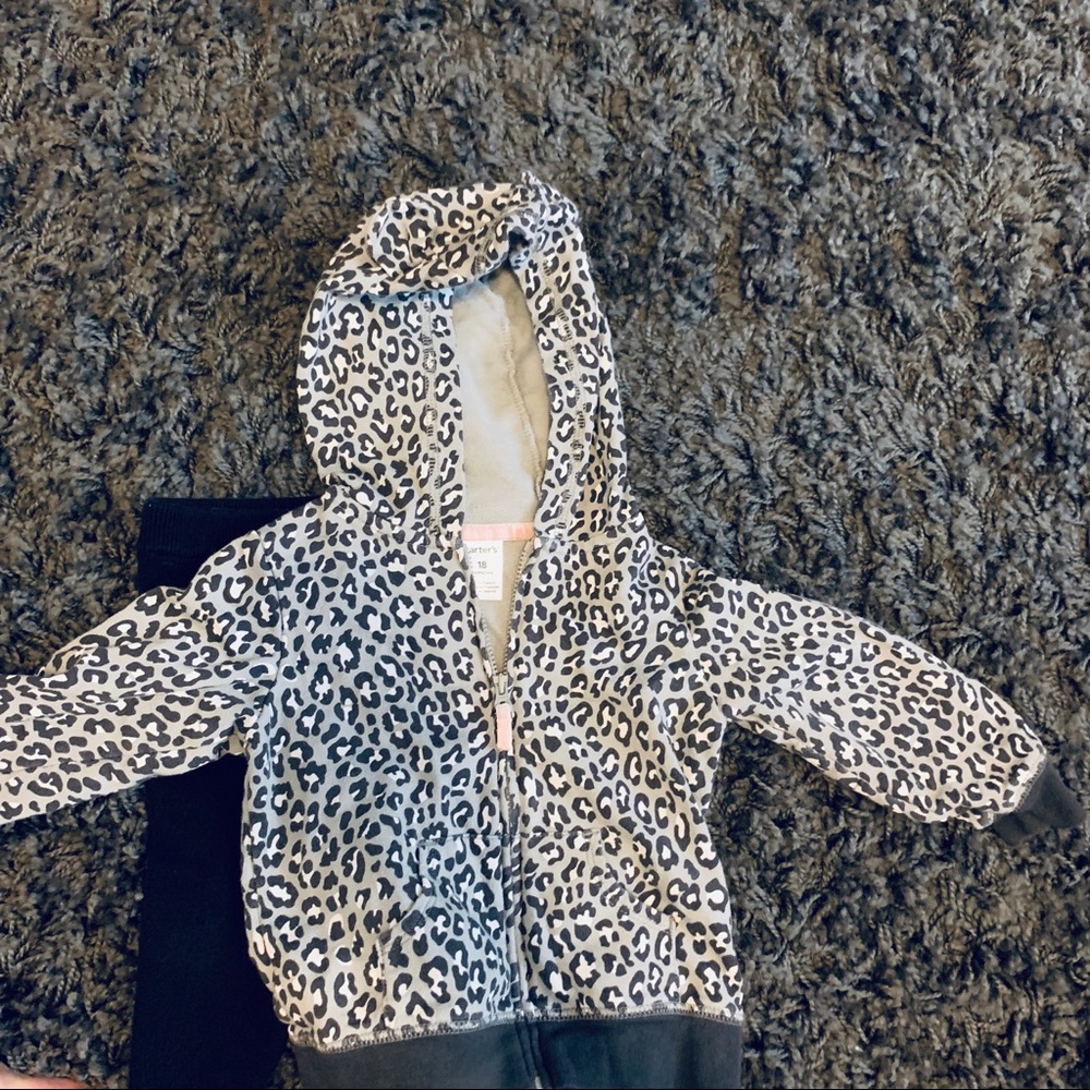 2 for 1 Monotone animal print hoodie and pants